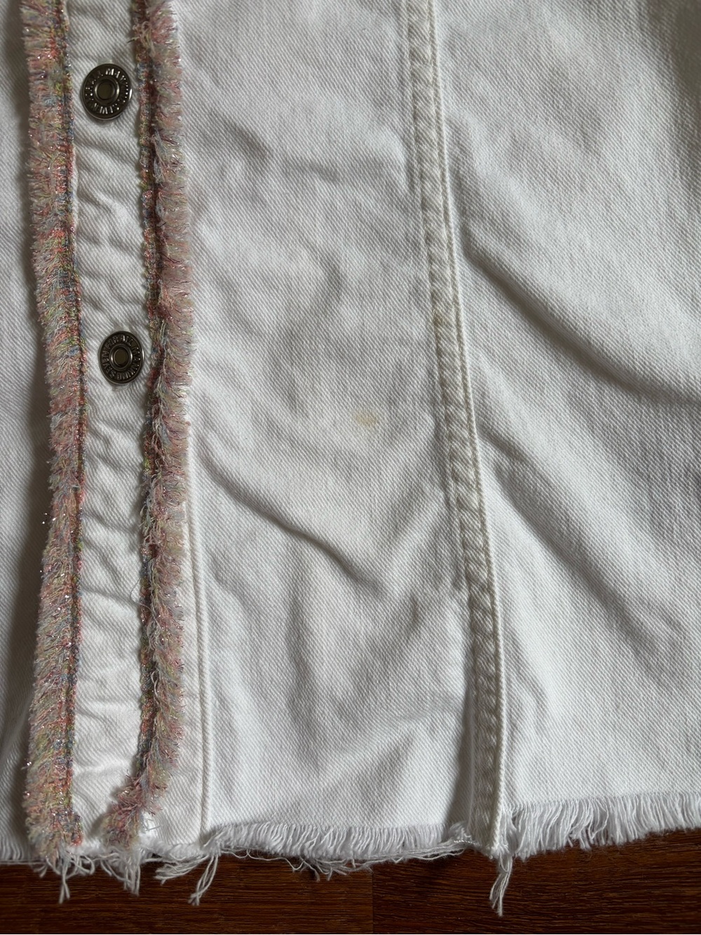 7 For All Mankind Unicorn Fringe White Denim Mini Dress - M - Picture 5 of 7